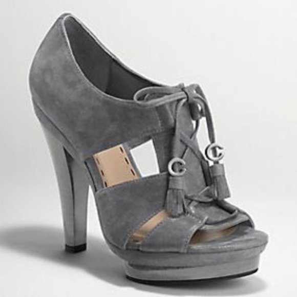 Coach Shoes - Coach Teagan Slate Gray Lace Up Heels! Sz 7.5B